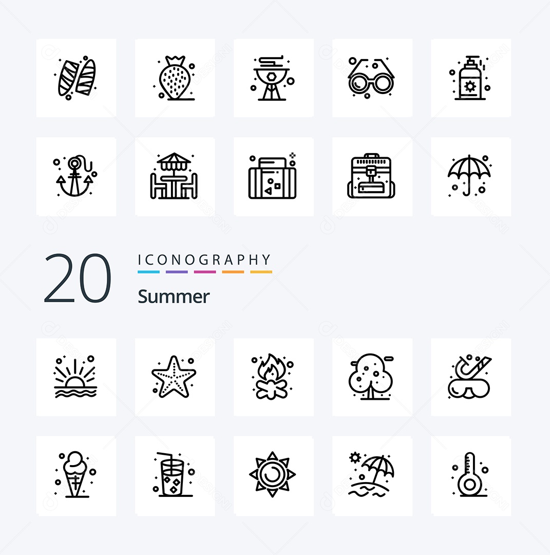 Conjunto de Ícones de Verão Ilustração Vetor EPS