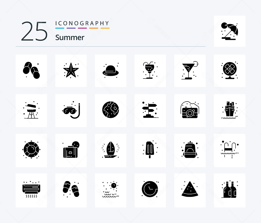 Conjunto de Ícones de Verão Ilustração Vetor EPS