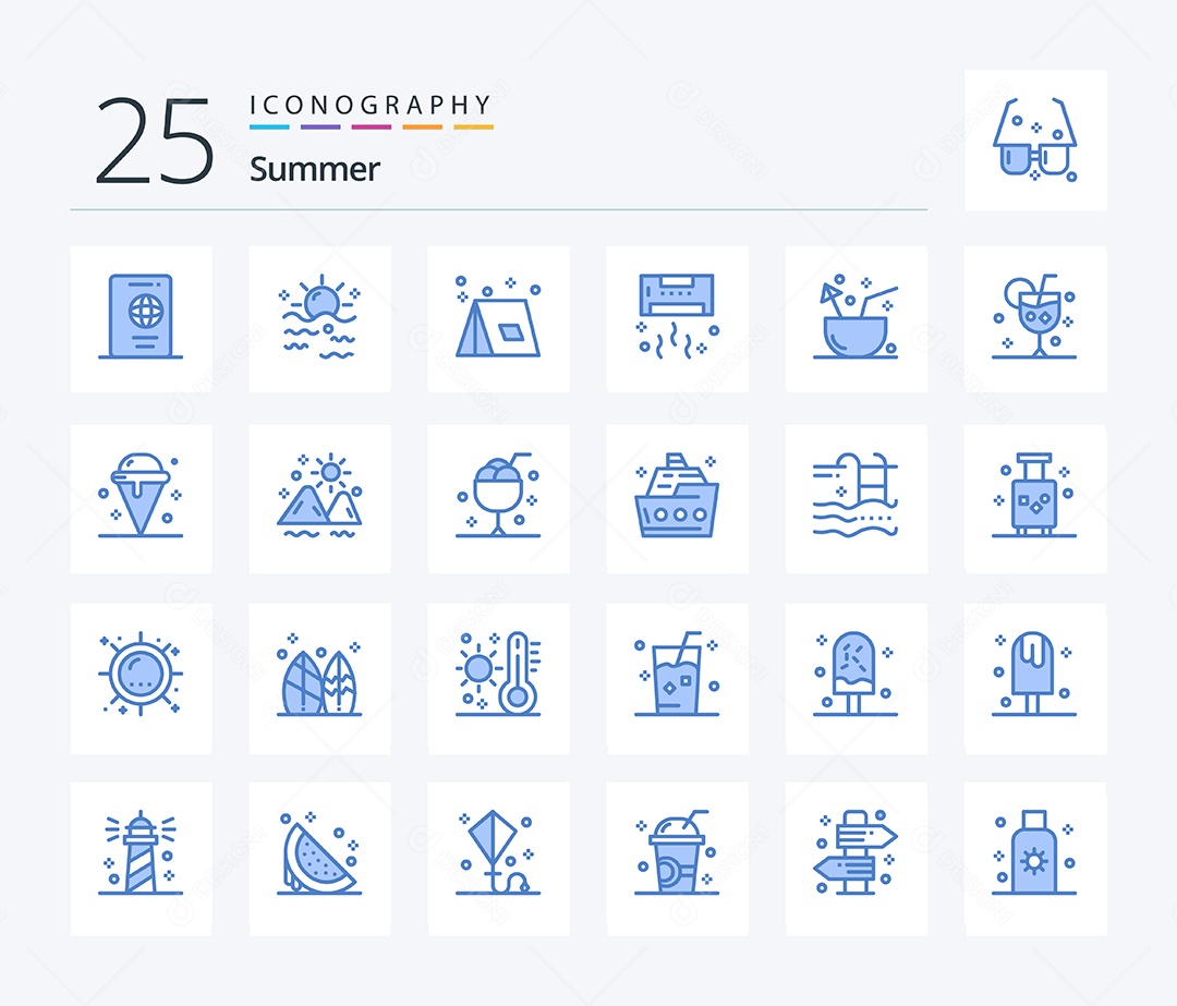 Conjunto de Ícones de Verão Ilustração Vetor EPS