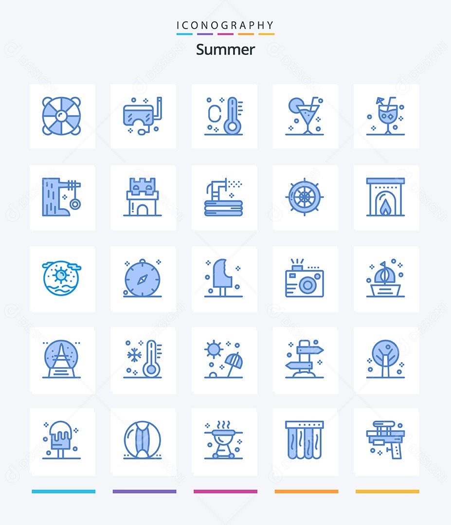Conjunto de Ícones de Verão Ilustração Vetor EPS