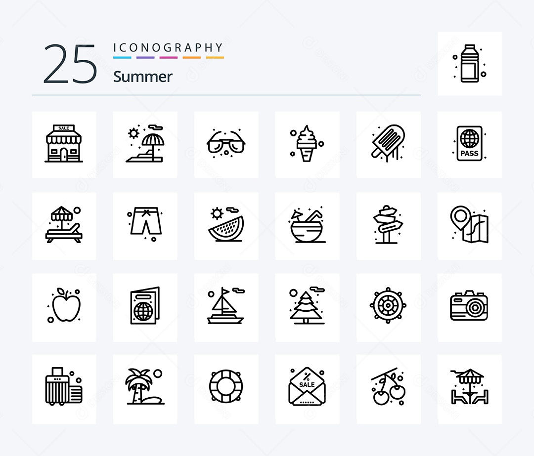 Conjunto de Ícones de Verão Ilustração Vetor EPS