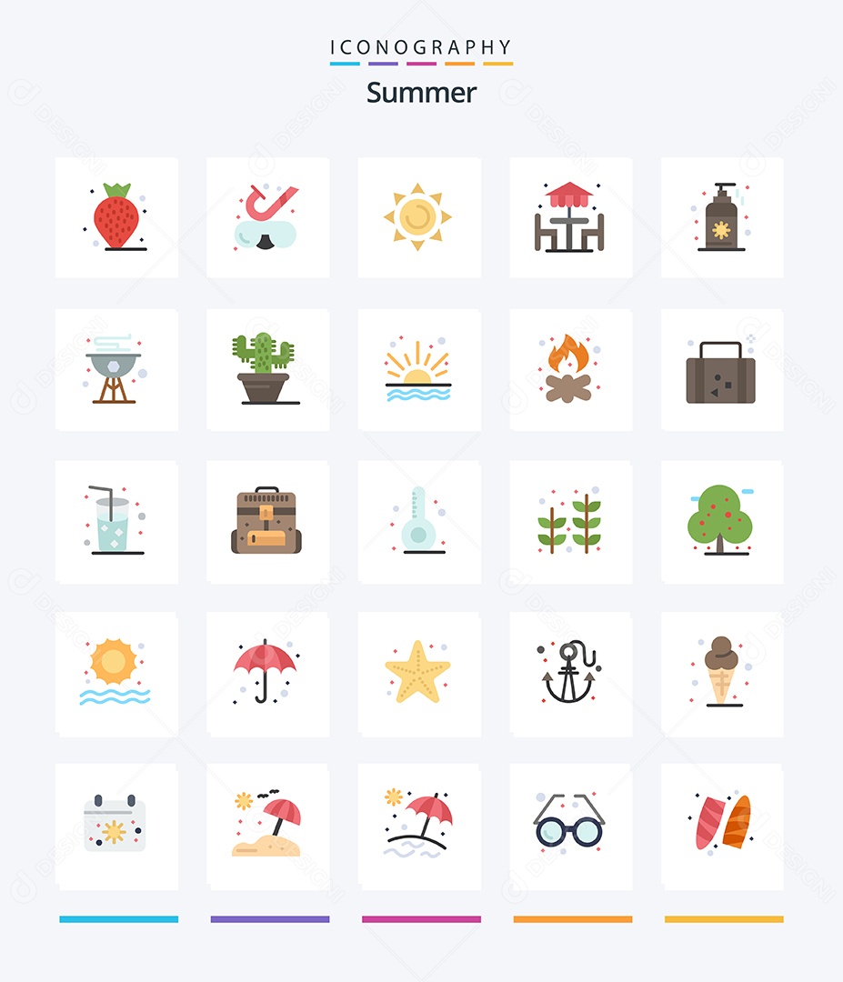 Conjunto de Ícones de Verão Ilustração Vetor EPS