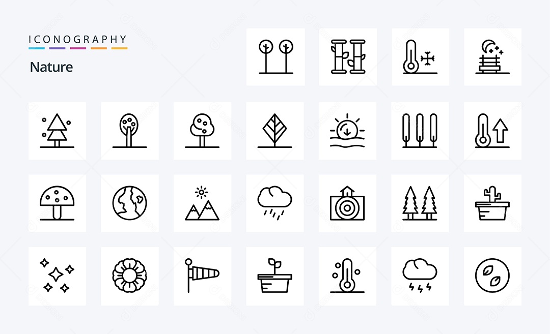 Conjunto de Ícones da Natureza Ilustração Vetor EPS