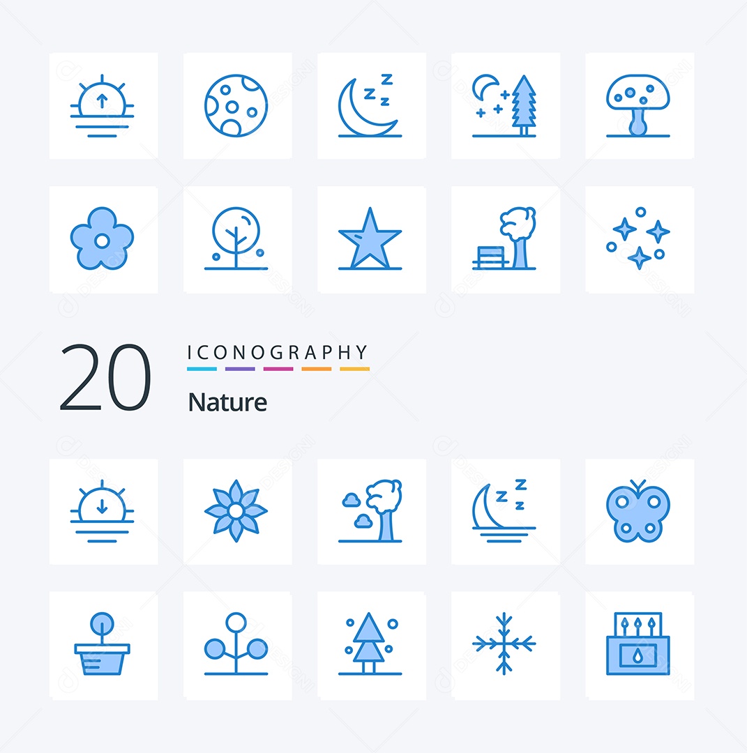 Conjunto de Ícones da Natureza Ilustração Vetor EPS