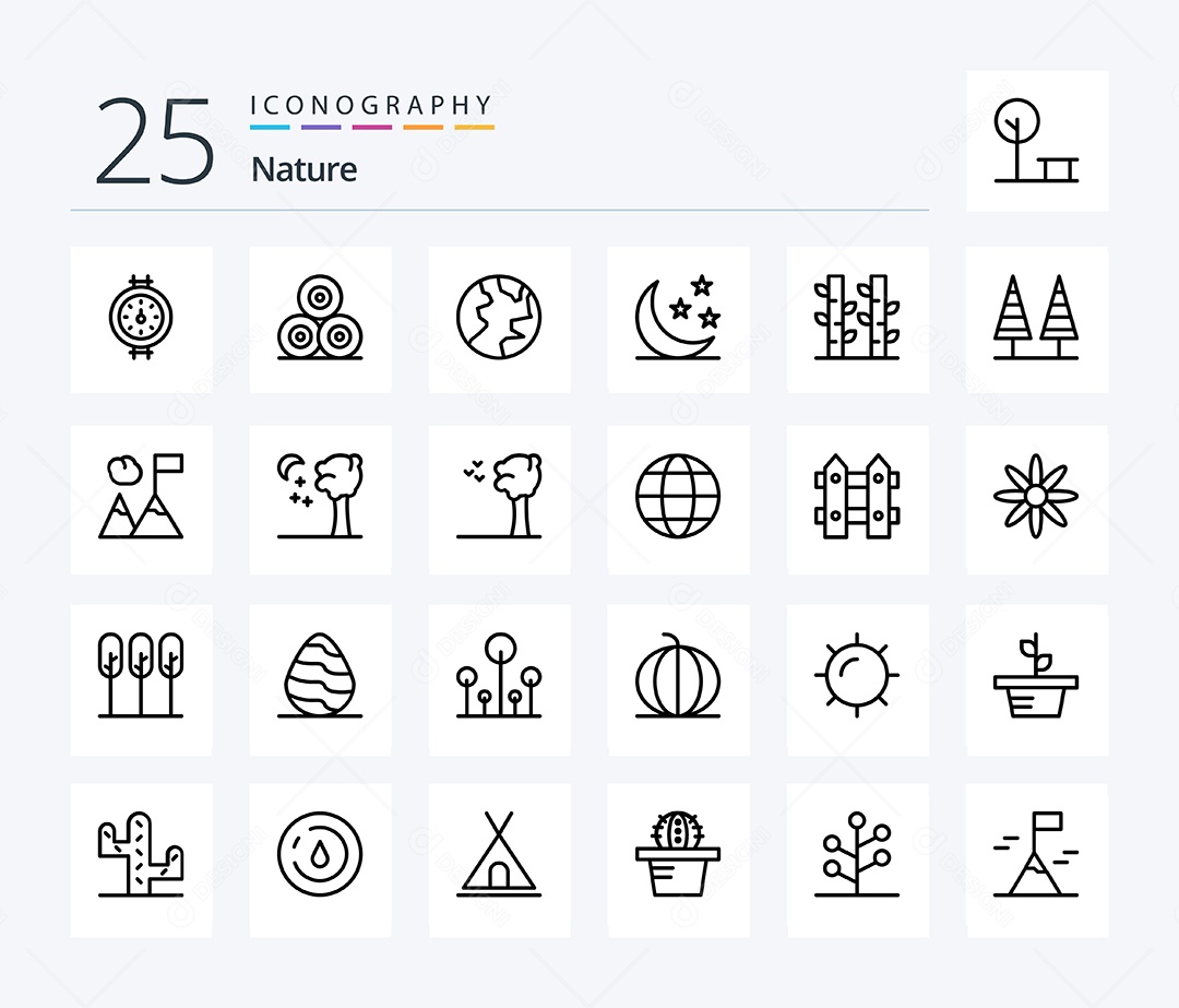 Conjunto de Ícones da Natureza Ilustração Vetor EPS