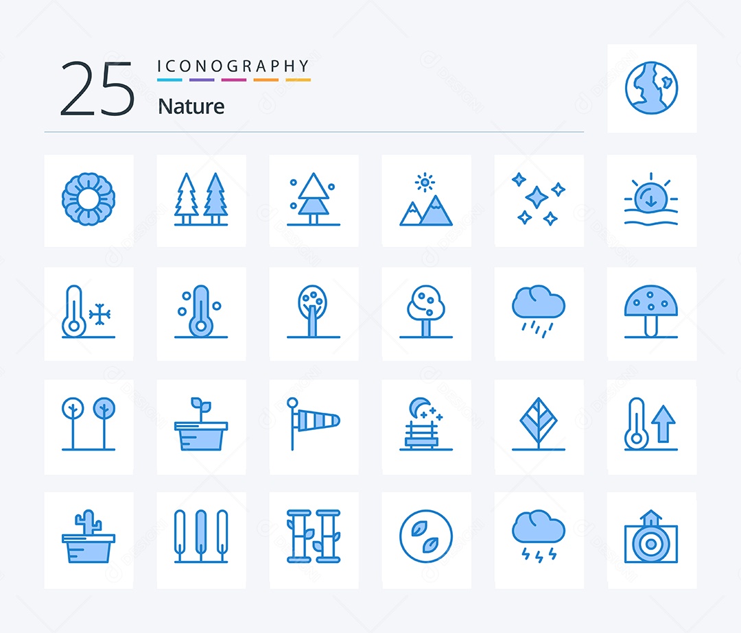 Conjunto de Ícones da Natureza Ilustração Vetor EPS