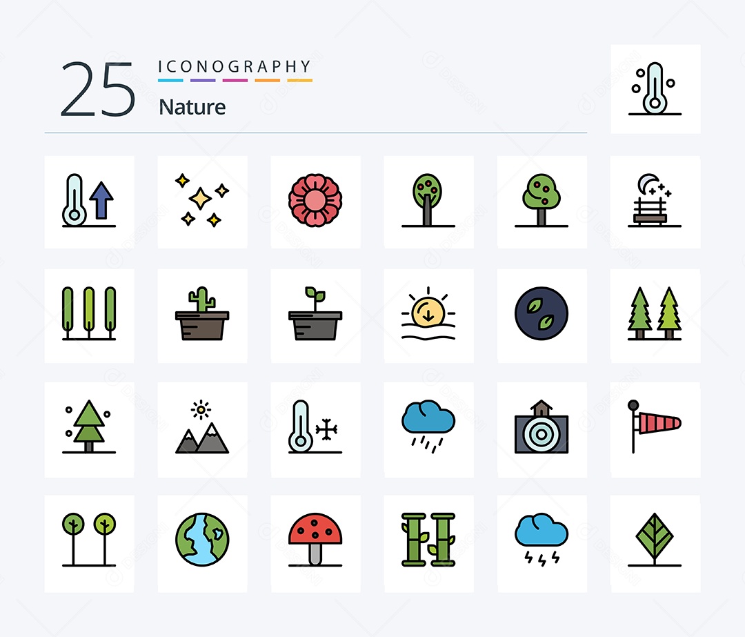 Conjunto de Ícones da Natureza Ilustração Vetor EPS