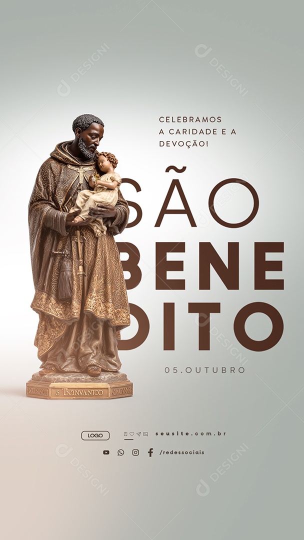 Story Dia de São Benedito 05 de Outubro Celebramos a Caridade Social Media PSD Editável