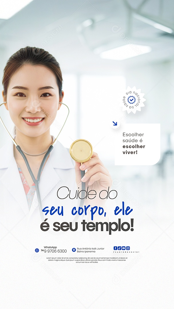 Story Dia Nacional da Saúde 05 de Agosto Social Media PSD Editável