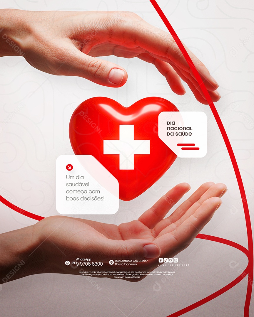 Dia Nacional da Saúde 05 de Agosto Social Media PSD Editável