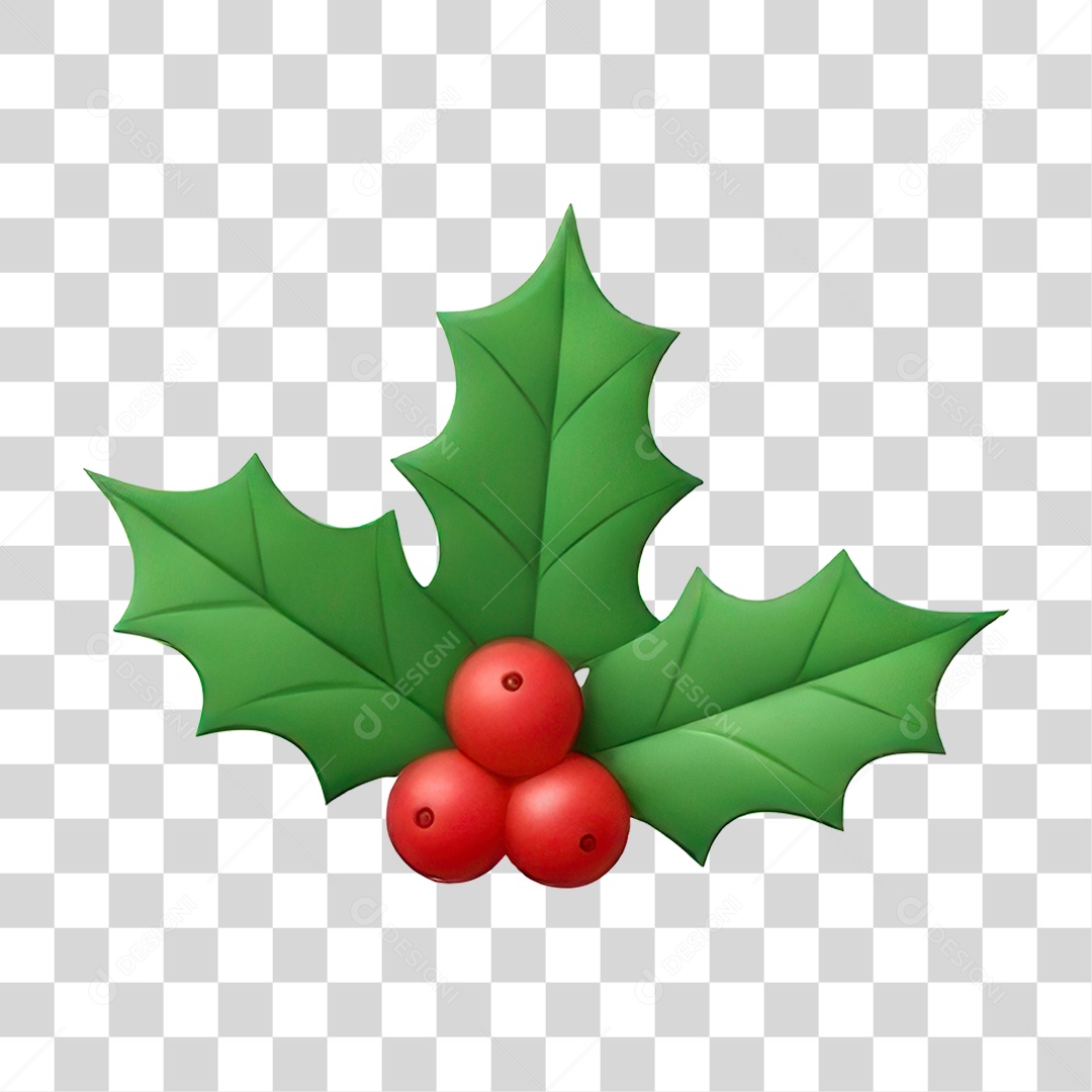 Folhas de Azevinho Decorativas de Natal PNG Transparente
