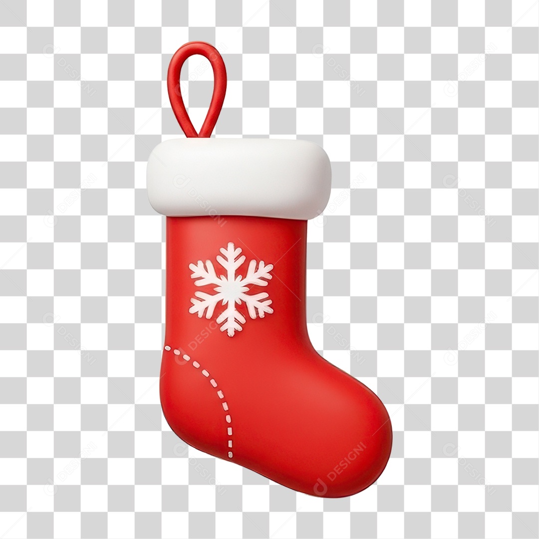 Meia Vermelha Decorativa de Natal PNG Transparente