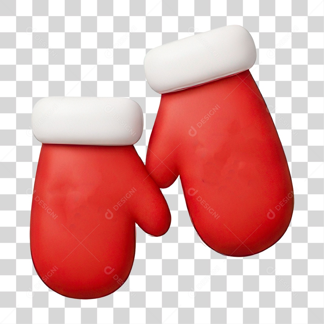 Par de Luvas Vermelhas de Natal PNG Transparente