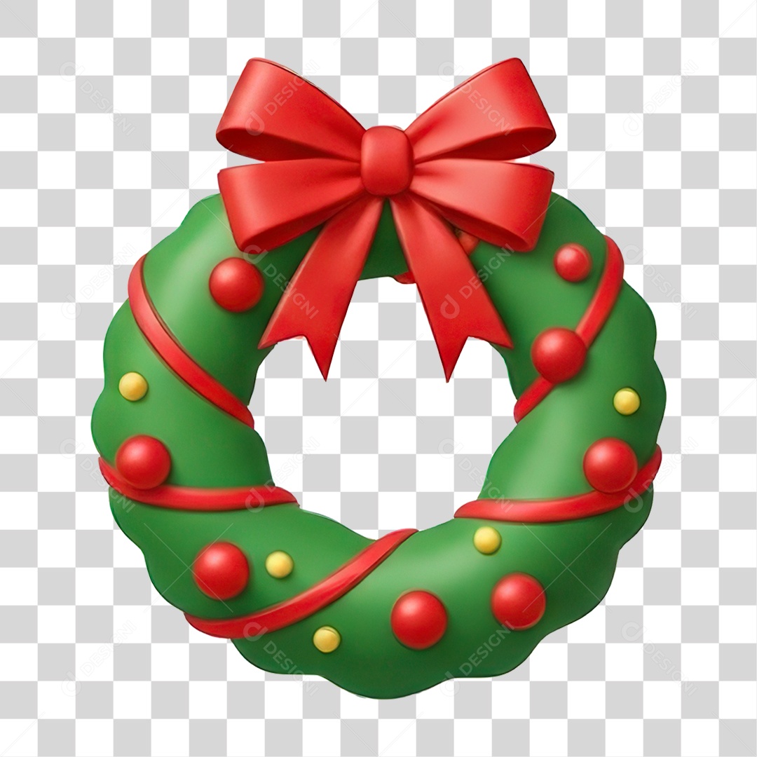 Guirlanda Verde Decorativa com Fita Vermelha PNG Transparente