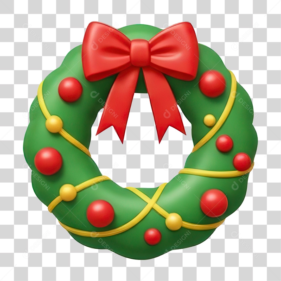 Guirlanda Verde Decorativa com Fita Vermelha PNG Transparente