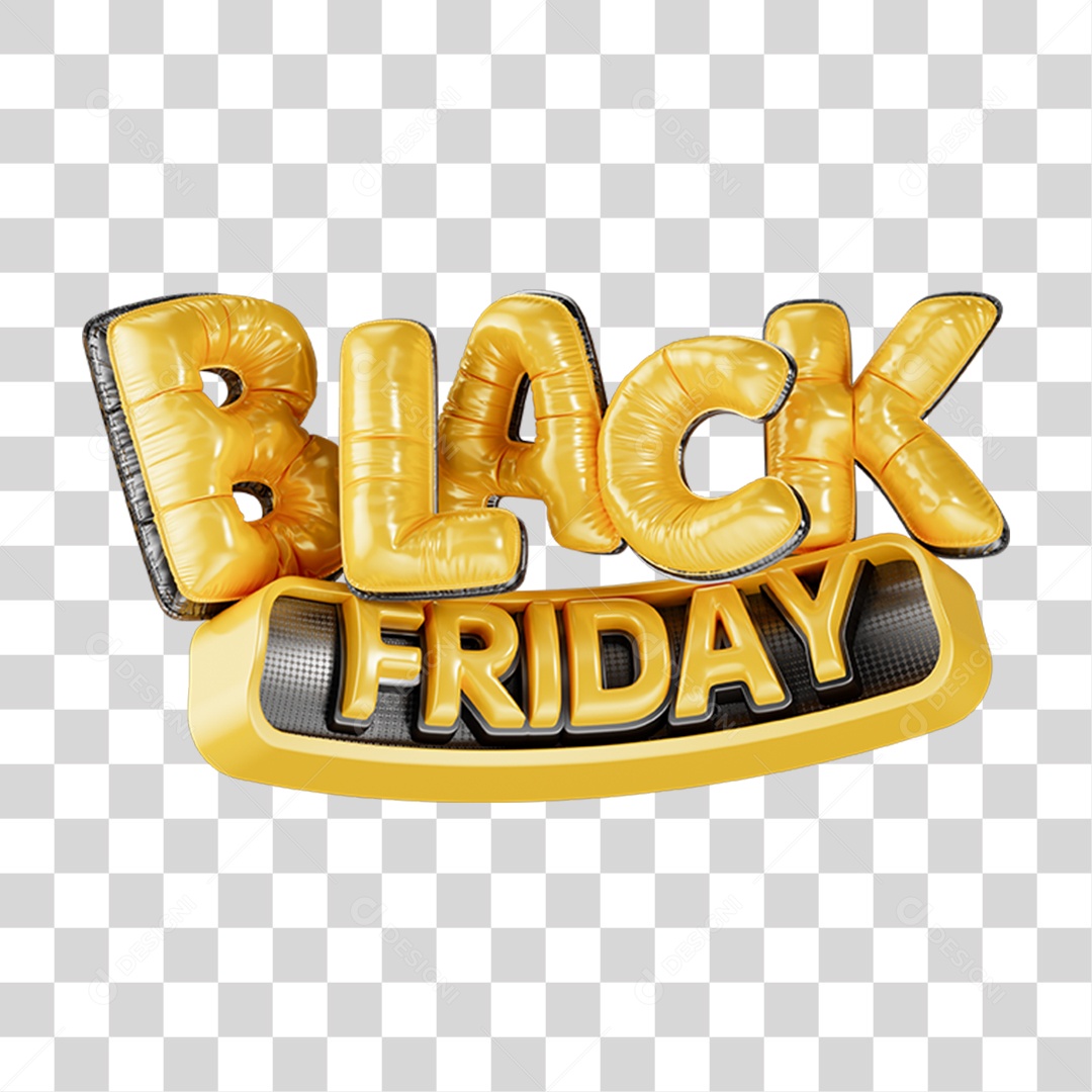 Logo Dourado Tridimensional Black Friday para Promoções PNG Transparente