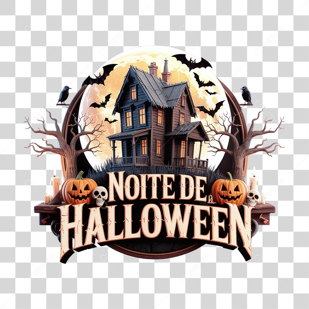 Selo 3D Noite de Halloween PNG Transparente