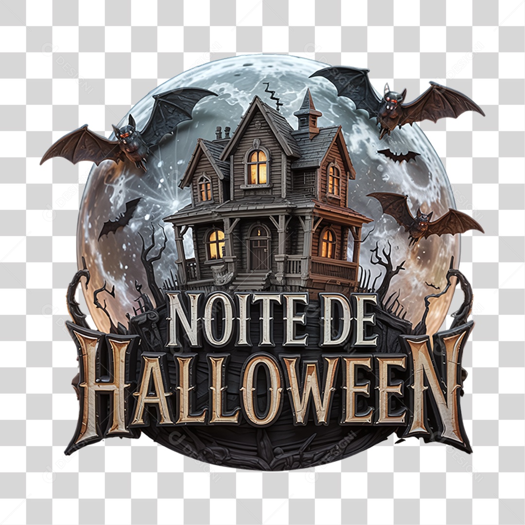 Selo 3D Noite de Halloween PNG Transparente