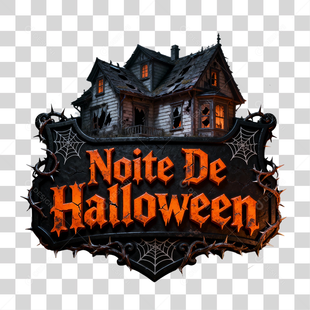 Selo 3D Noite de Halloween PNG Transparente