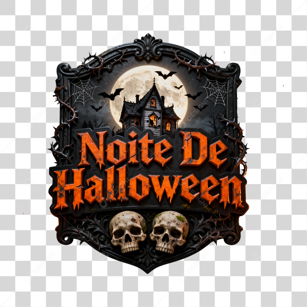 Selo 3D Noite de Halloween PNG Transparente