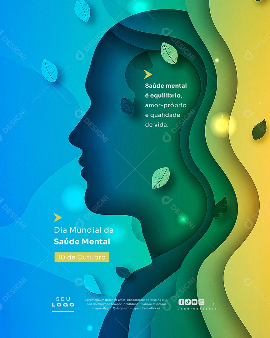 Dia da Saúde Mental 10 de Outubro Social Media PSD Editável