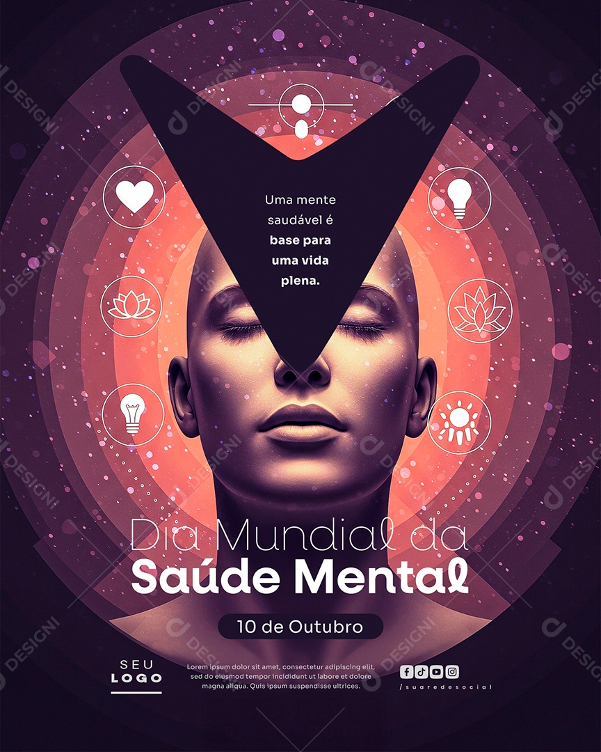 Dia da Saúde Mental 10 de Outubro Social Media PSD Editável