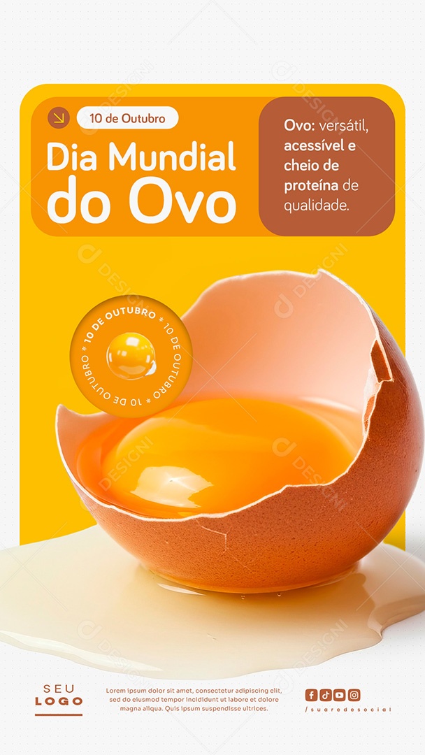 Story Dia Mundial do Ovo 10 de Outubro Social Media PSD Editável