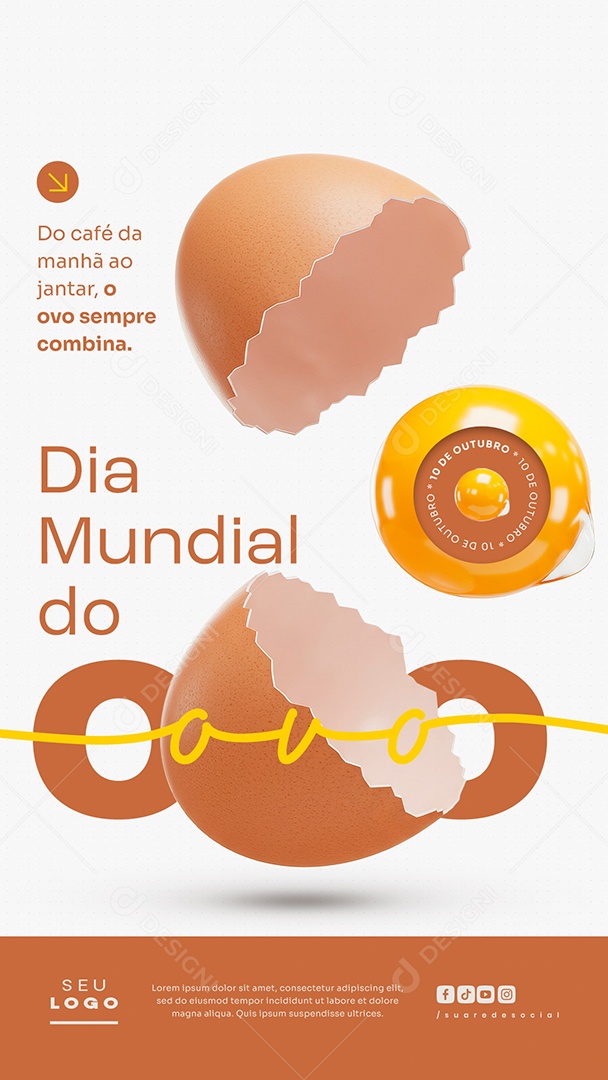 Story Dia Mundial do Ovo 10 de Outubro Social Media PSD Editável