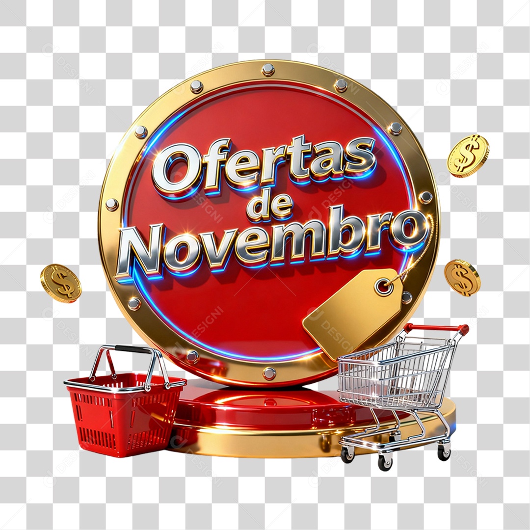 Selo 3D Ofertas de Novembro PNG Transparente