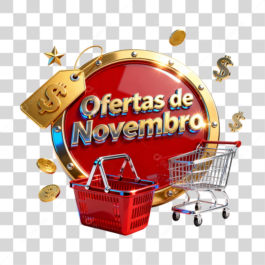 Selo 3D Ofertas de Novembro PNG Transparente