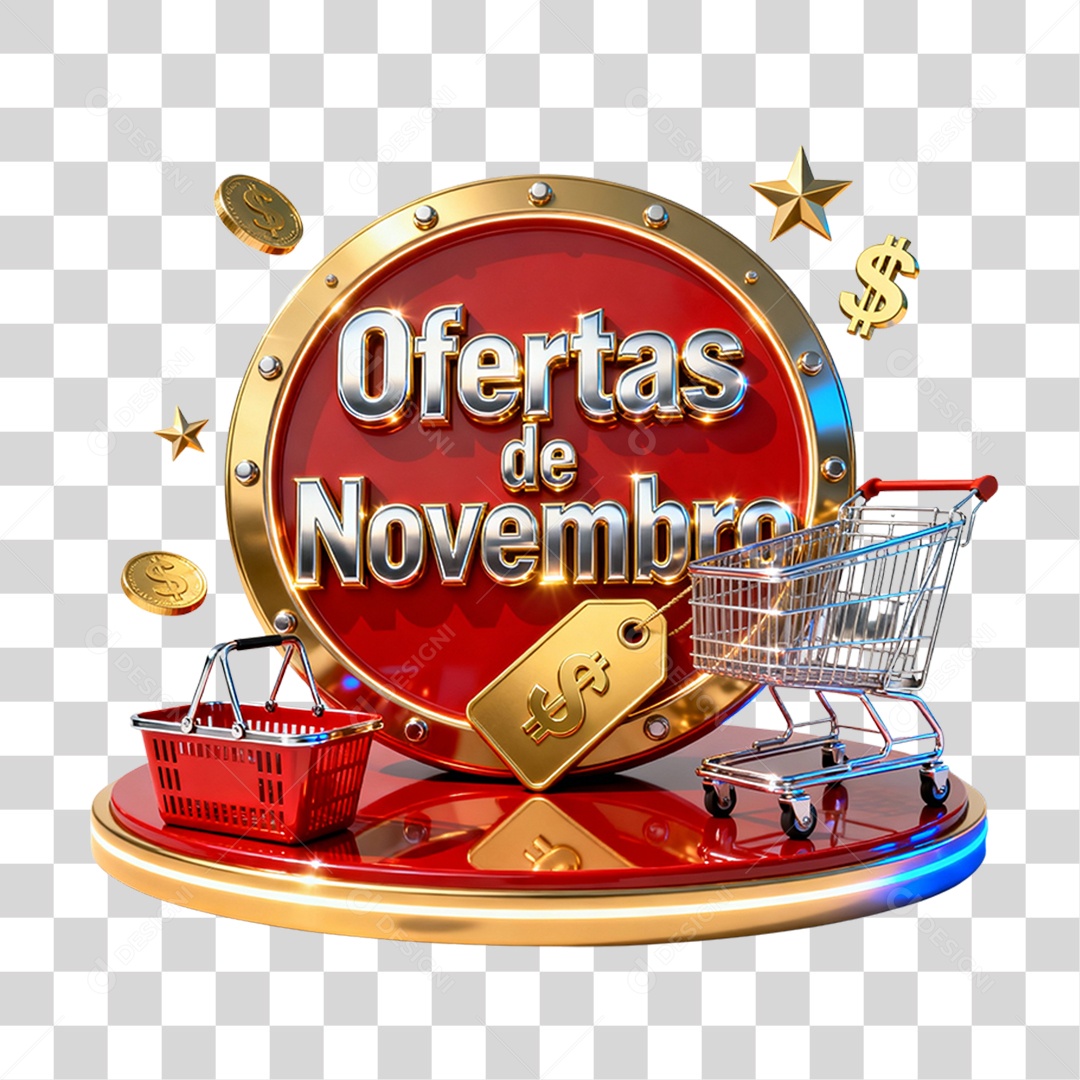 Selo 3D Ofertas de Novembro PNG Transparente
