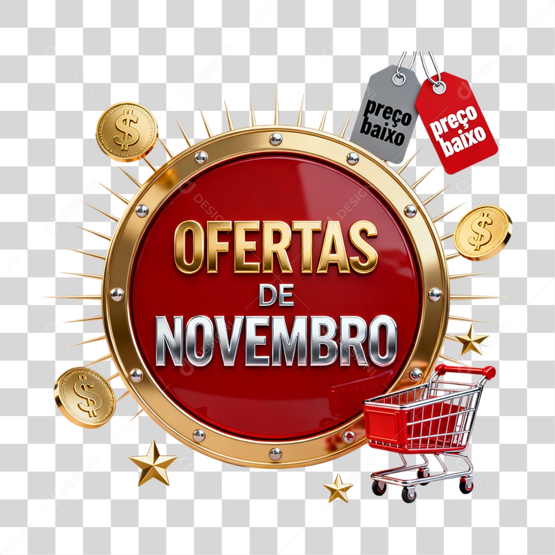 Selo 3D Ofertas de Novembro PNG Transparente