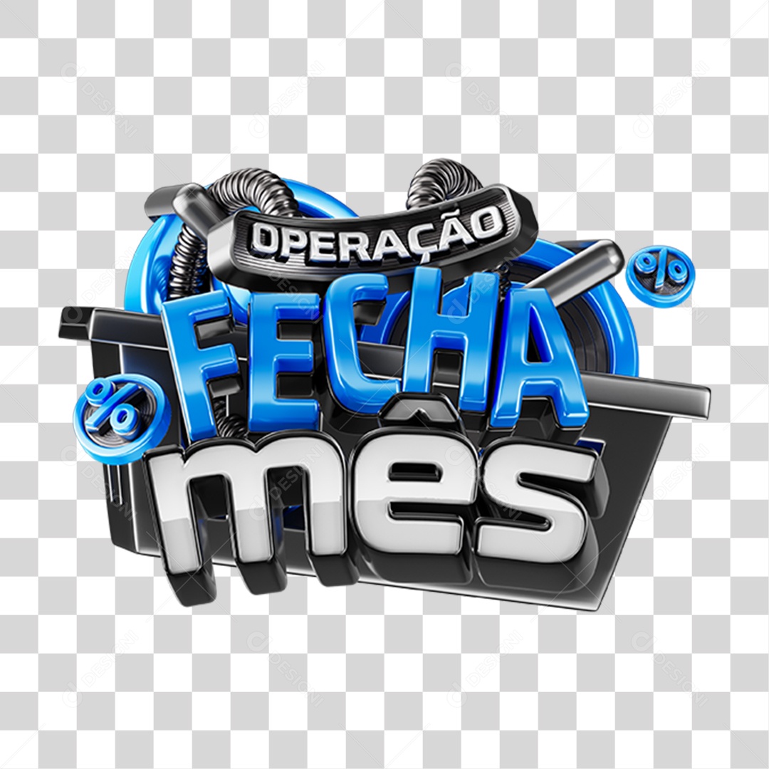 Logo Operação Fecha Mês Azul com Design 3D Moderno PNG Transparente