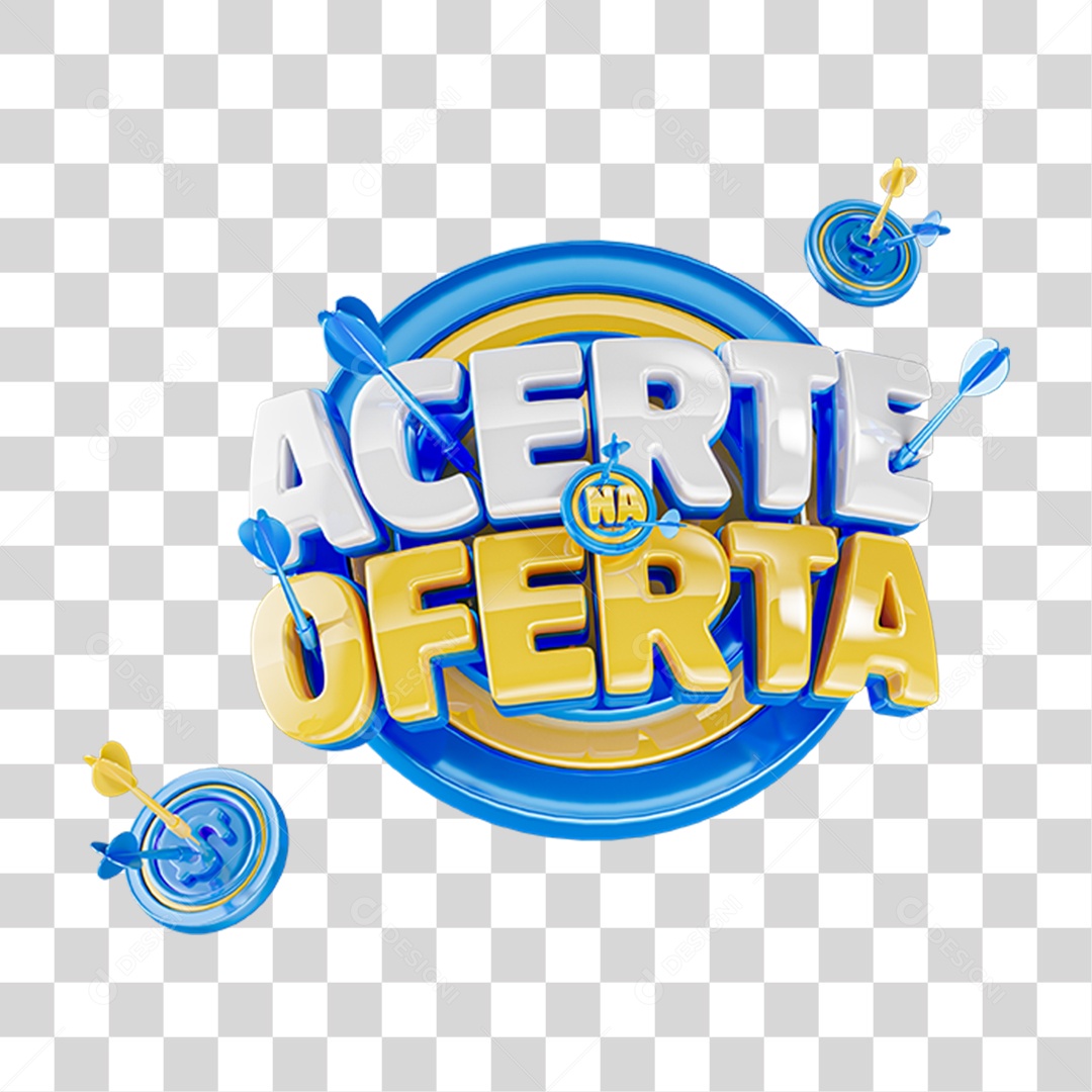 Elemento Gráfico Acerte na Oferta em Cor Azul com Estilo Realista PNG Transparente