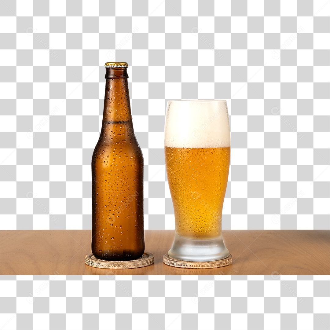 Garrafa de Cerveja e Copo PNG Transparente