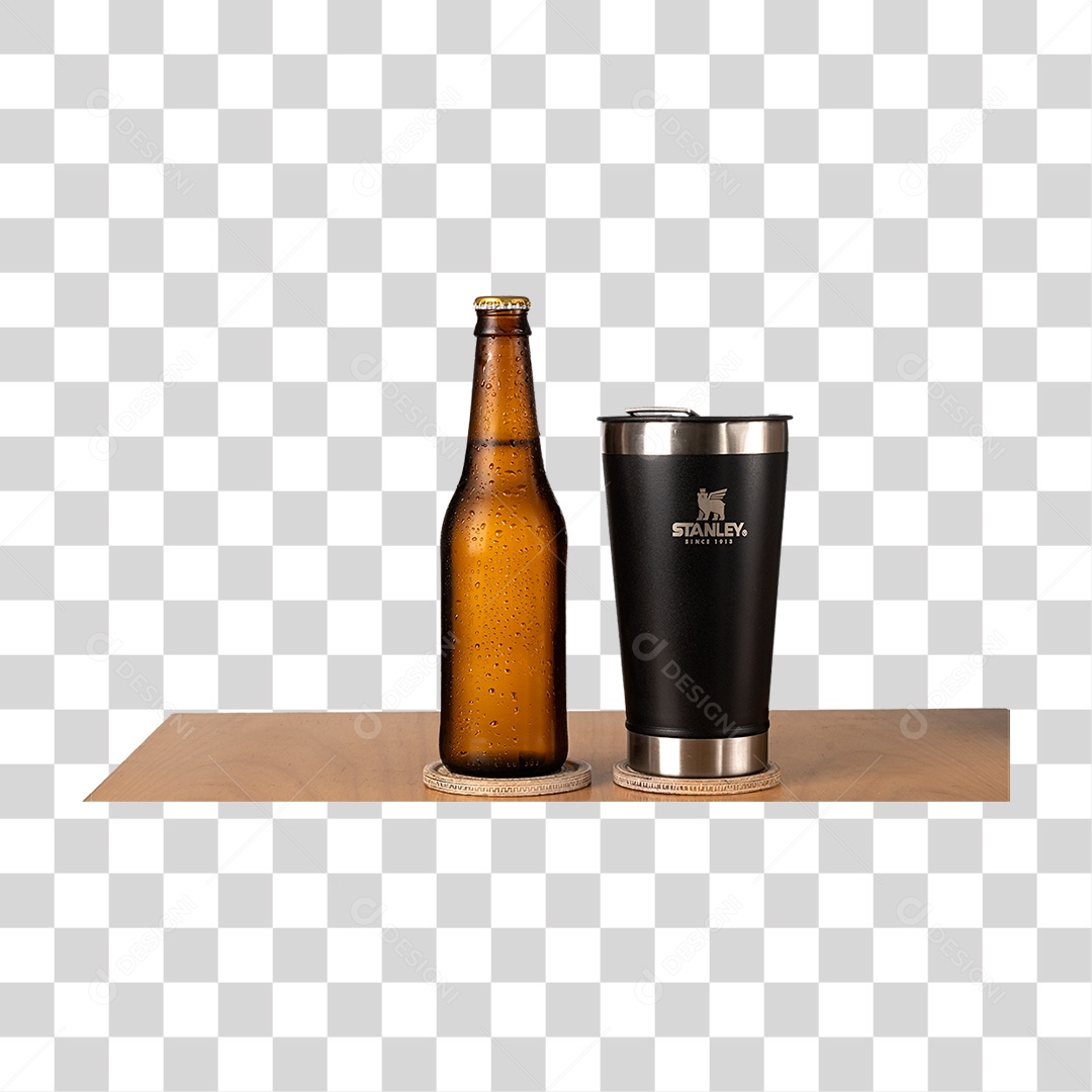 Garrafa de Cerveja e Copo PNG Transparente
