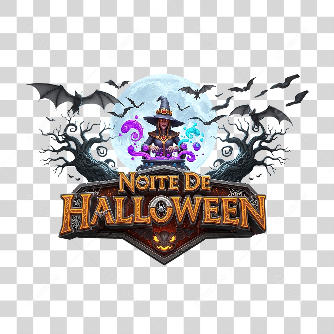 Selo 3D Noite de Halloween PNG Transparente