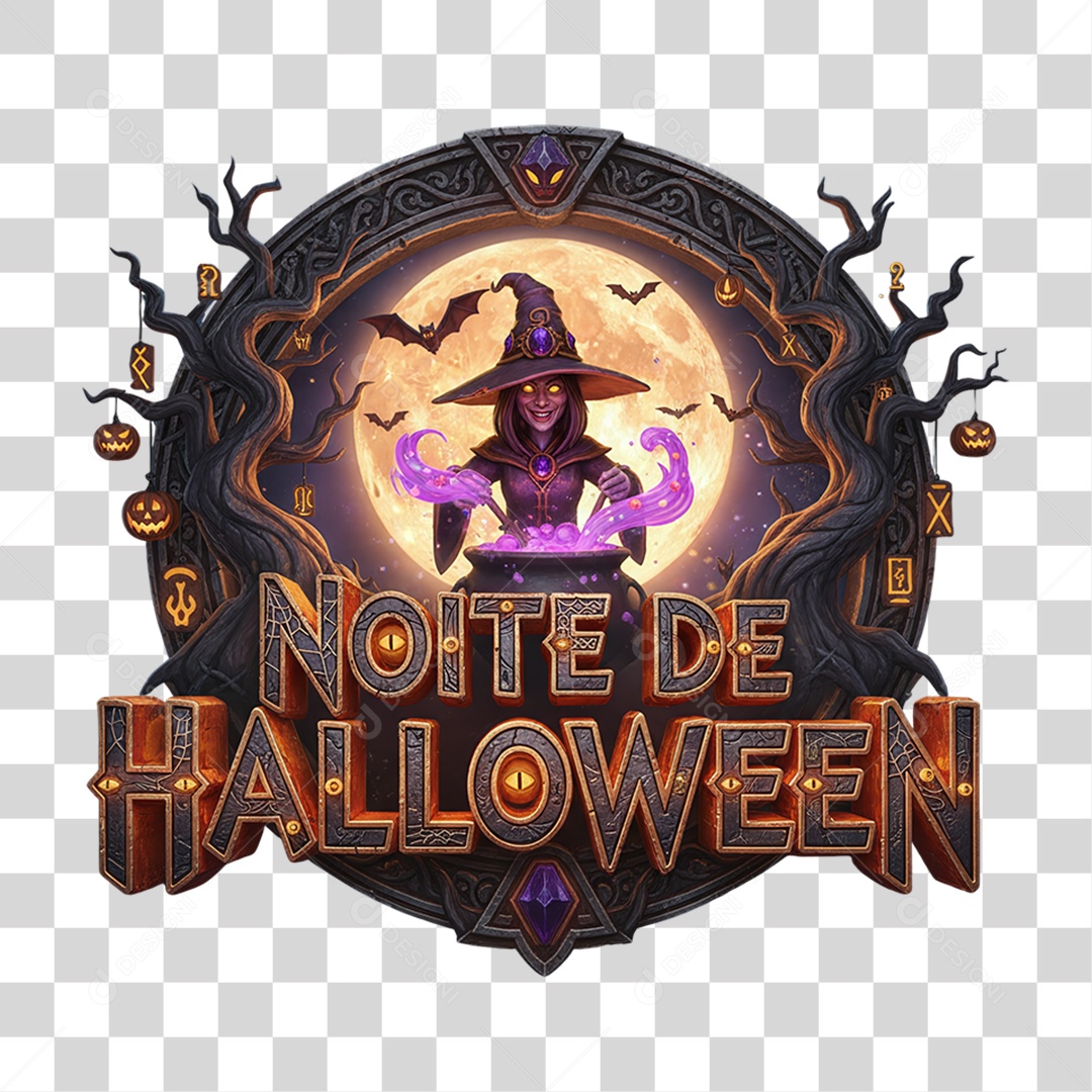 Selo 3D Noite de Halloween PNG Transparente