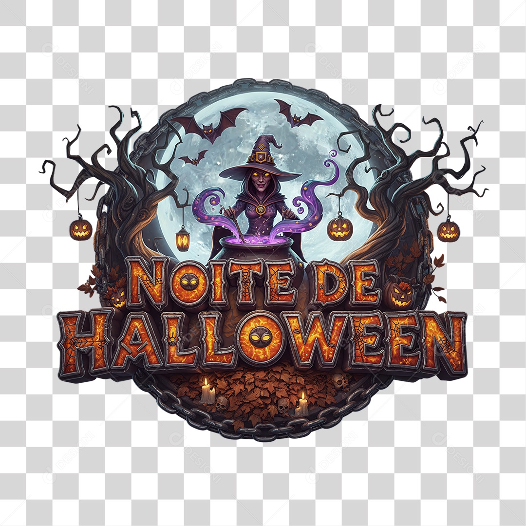 Selo 3D Noite de Halloween PNG Transparente