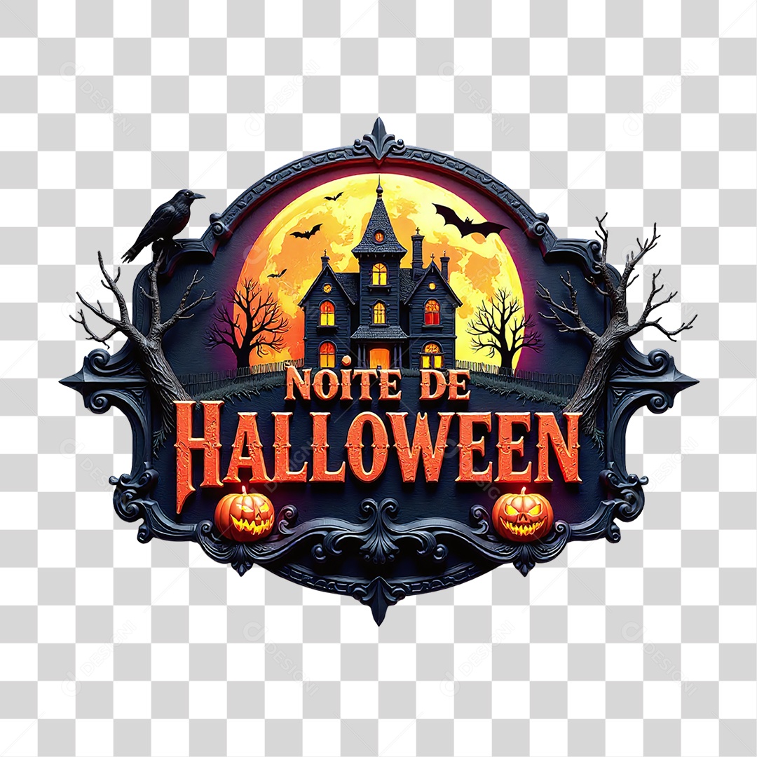 Selo 3D Noite de Halloween PNG Transparente