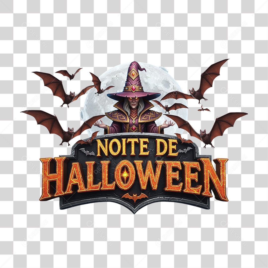 Selo 3D Noite de Halloween PNG Transparente