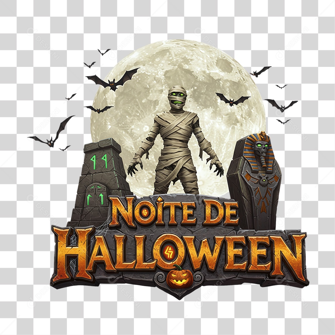 Selo 3D Noite de Halloween PNG Transparente