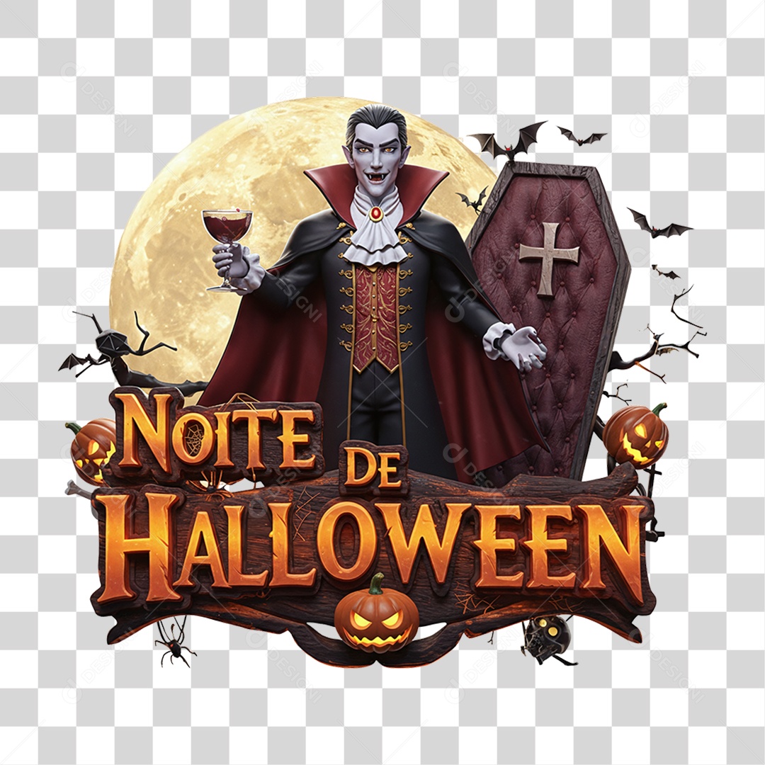 Selo 3D Noite de Halloween PNG Transparente