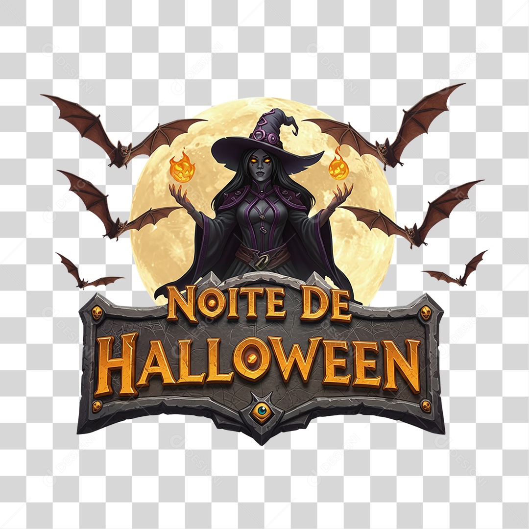 Selo 3D Noite de Halloween PNG Transparente