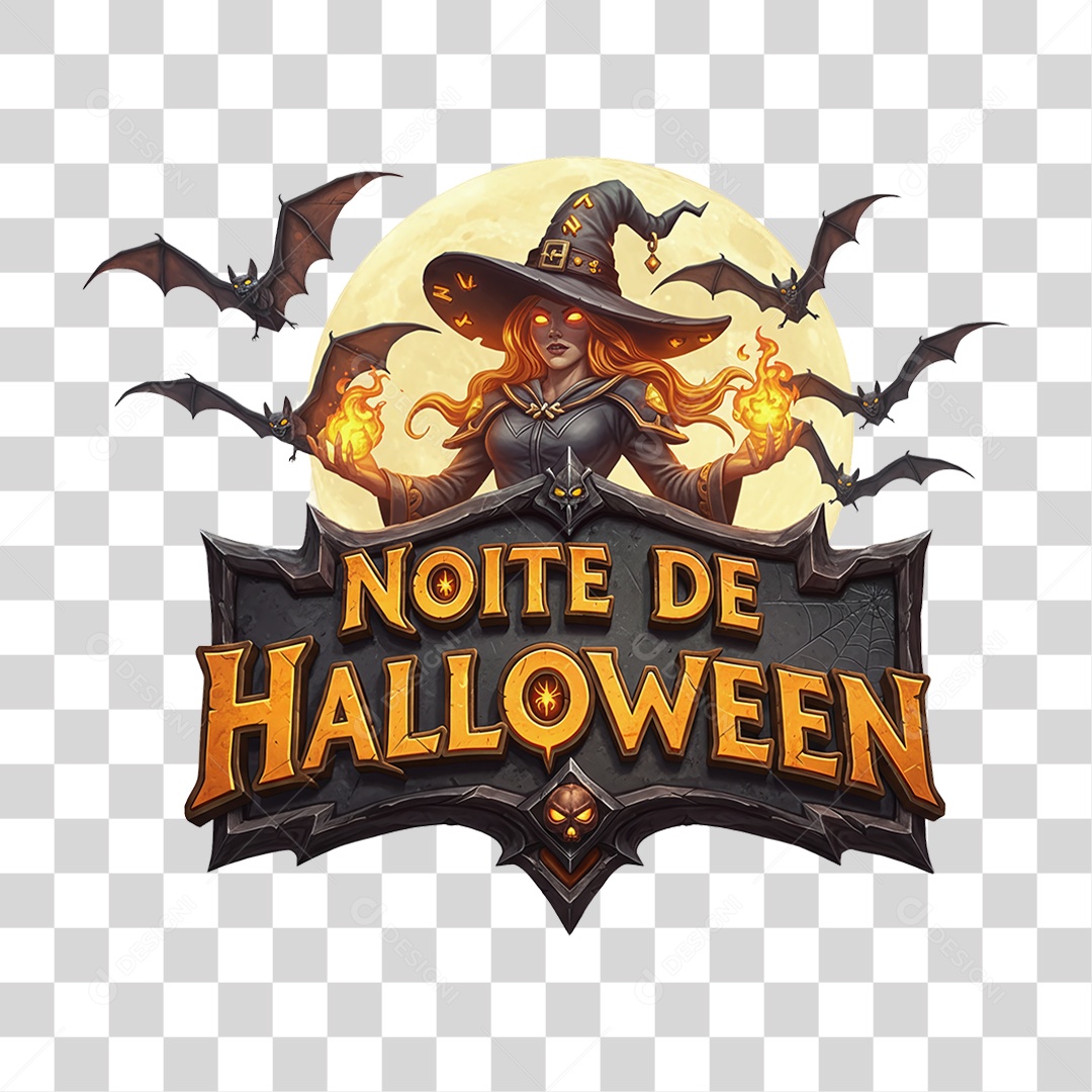 Selo 3D Noite de Halloween PNG Transparente