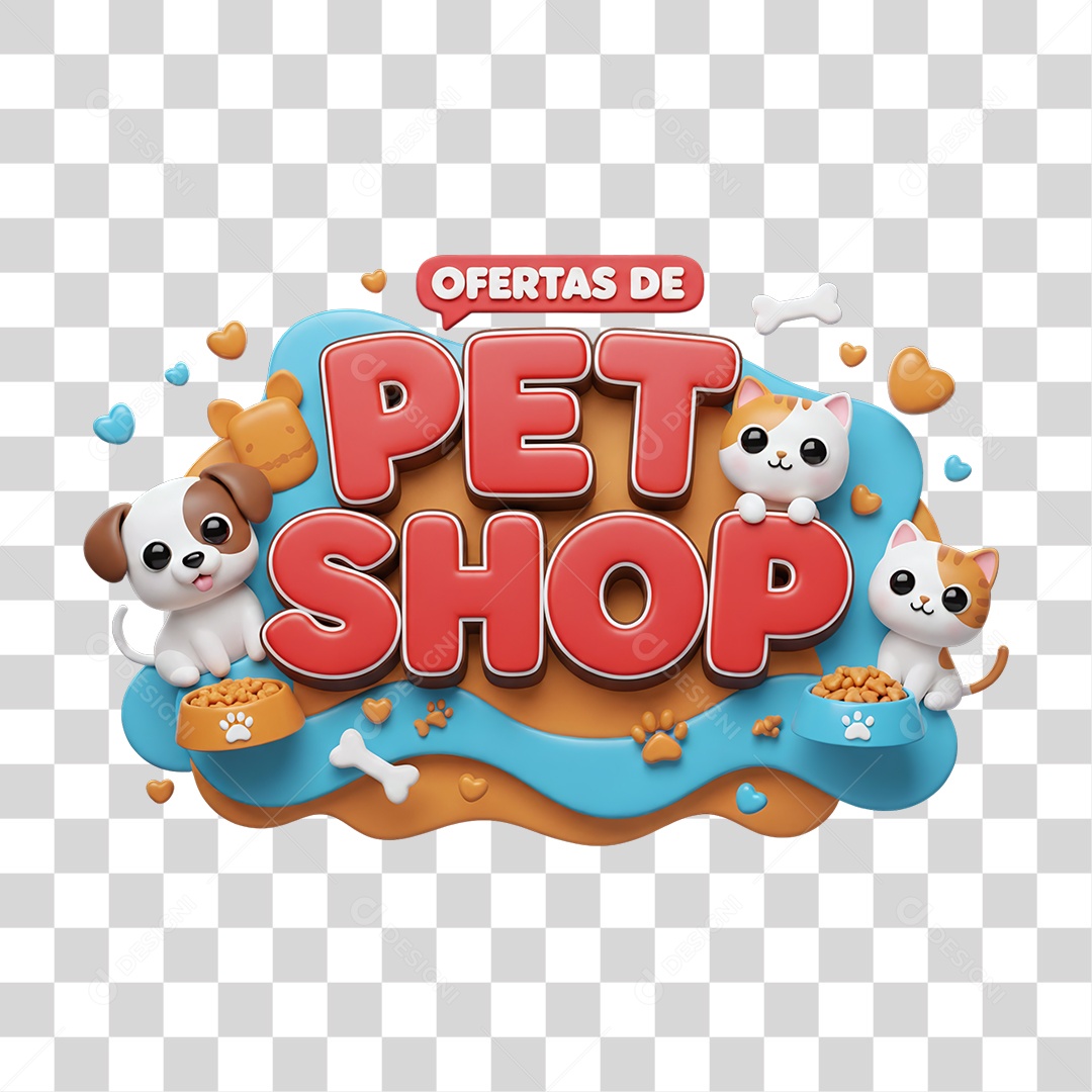 Selo 3D Ofertas de Petshop PNG Transparente