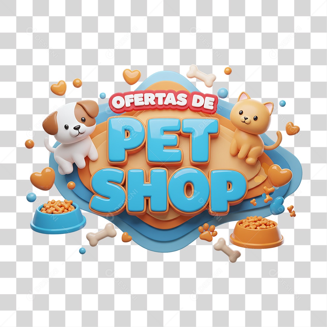 Selo 3D Ofertas de Petshop PNG Transparente
