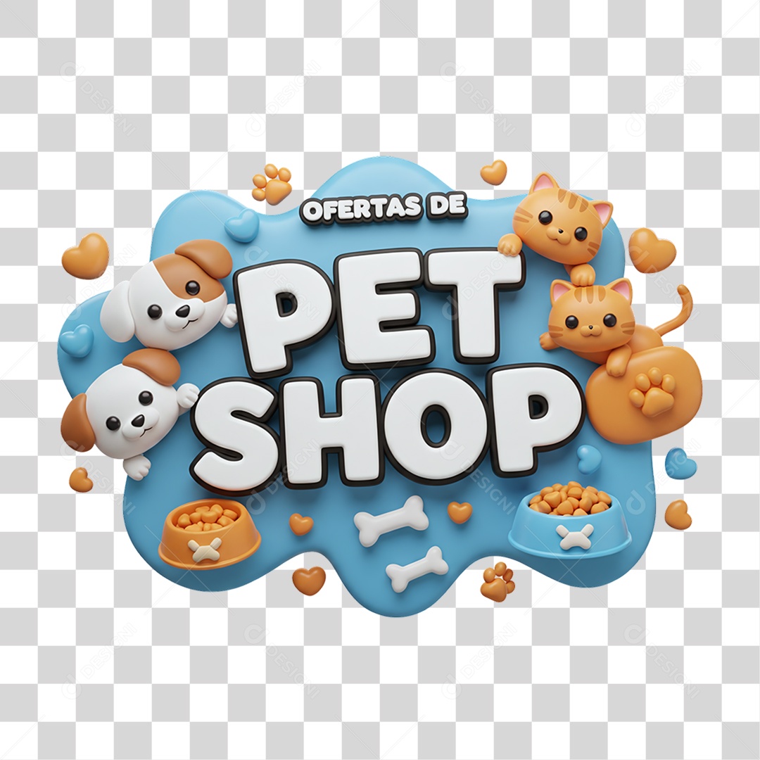 Selo 3D Ofertas de Petshop PNG Transparente