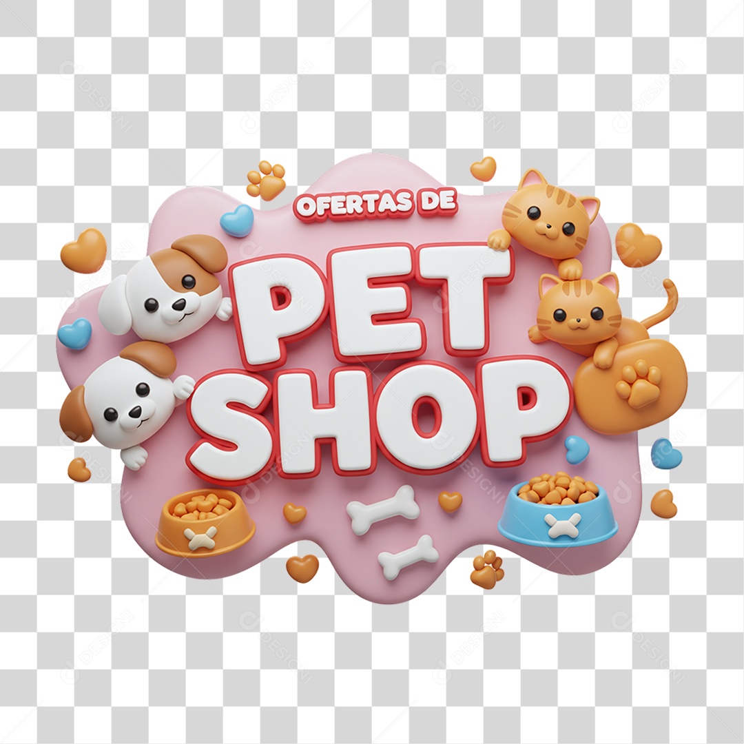 Selo 3D Ofertas de Petshop PNG Transparente