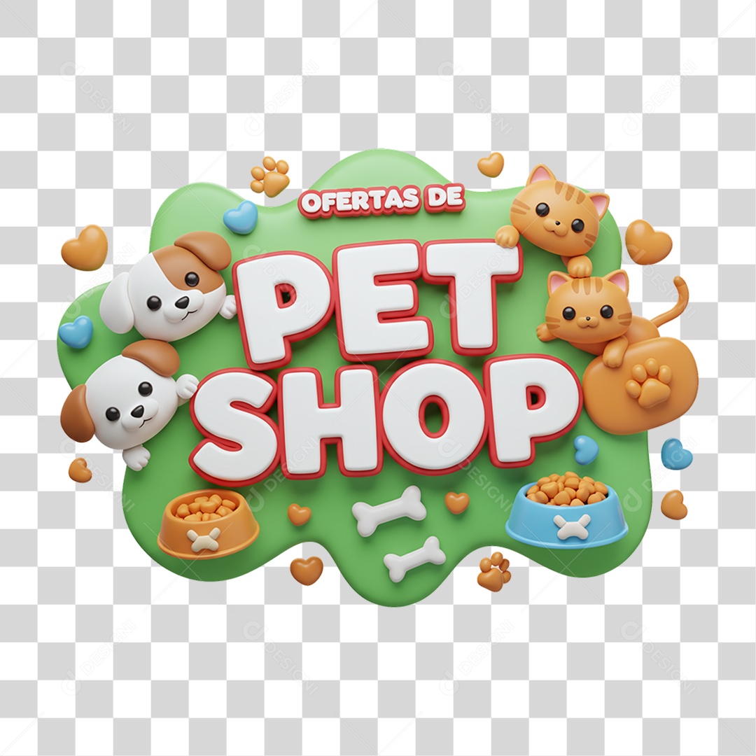 Selo 3D Ofertas de Petshop PNG Transparente